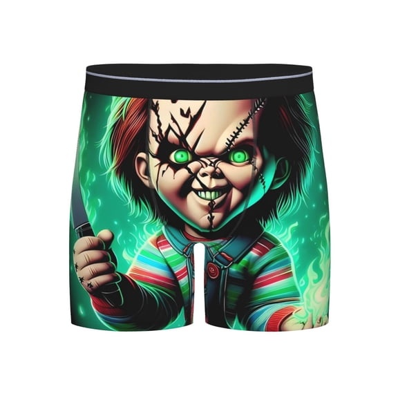 Lsque Chucky Pattern Men's Performance Stretch Underwear, Athletic Long Leg Briefs，Moisture-Wicking-Large