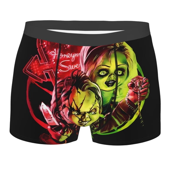 Lsque Chucky Pattern Men’s Total Support Pouch Boxer Briefs, X-Temp Cooling, Moisture-Wicking Underwear, Regular, Long-leg and Trunk-Small