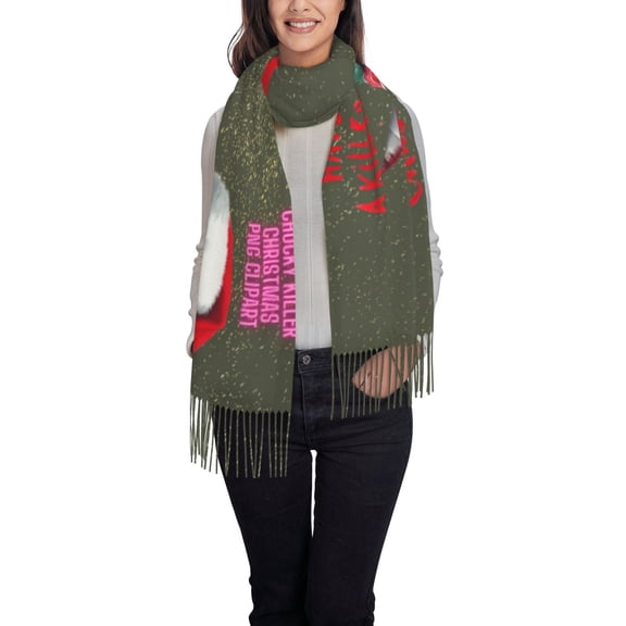 Lsque Chucky Pattern Women's Traditional Scarf Wrap Tassel Shawl Fringes Neck Head Shawl Retro Scarf