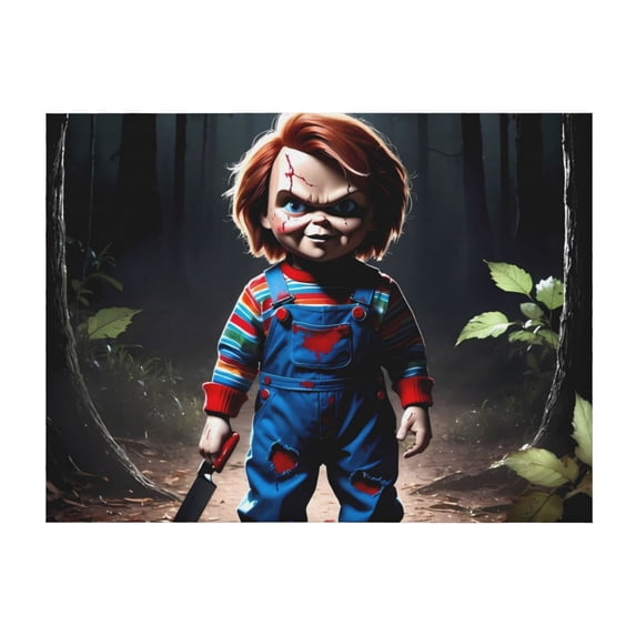 Lsque Chucky Print Flannel Throw Blanket, Ultra-soft Blanket for Bed, Couch, Car, Hypoallergenic Anti-pilling blanket-60"x50"