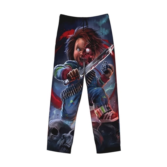 Lsque Chucky Print Men's Pajama Pants, Lounge Pant - Comfortable Home Wear,Elastic Waistband, Stylish Design-XX-Large