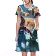thumbnail image 1 of Lsque Chucky Print Women's Casual Dress T-Shirt Summer Short Sleeve Scoop Neck Swing Dresses, 1 of 7