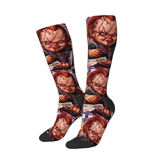 Lsque Chucky Printed Crew Socks Men's Women's LightWeight Thin Casual Calf Socks ,Knee High Socks,Cotton Socks