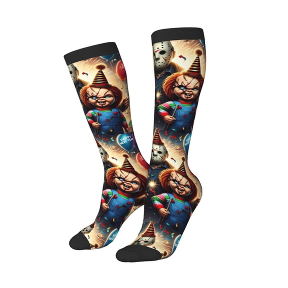 Lsque Chucky Printed Crew Socks Men's Women's LightWeight Thin Casual Calf Socks ,Knee High Socks,Cotton Socks