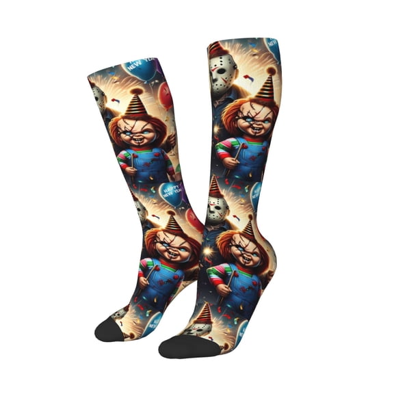 Lsque Chucky Printed Crew Socks Men's Women's LightWeight Thin Casual Calf Socks ,Knee High Socks,Cotton Socks