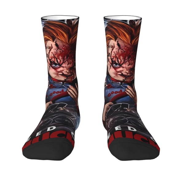Lsque Chucky Printed Men's Crew Socks, Soft Durable Breathable Moisture-Wicking with Odor Control Cotton socks