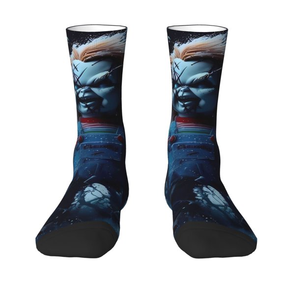 Lsque Chucky Printed Men's Crew Socks, Soft Durable Breathable Moisture-Wicking with Odor Control Cotton socks