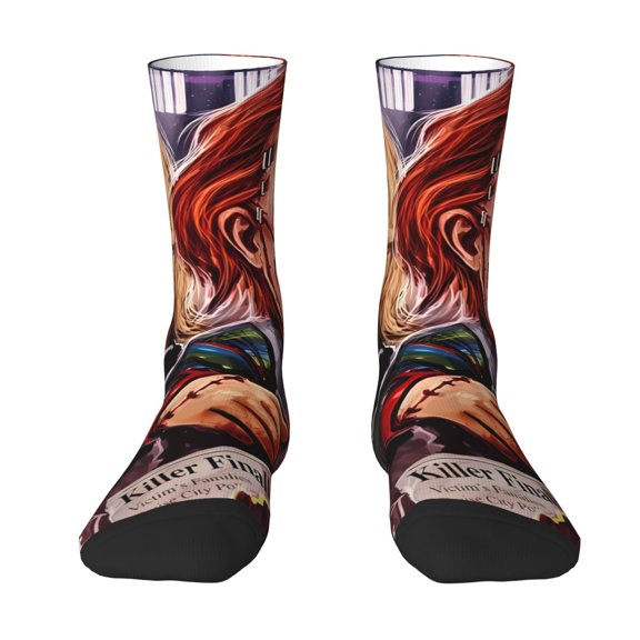 Lsque Chucky Printed Men's Crew Socks, Soft Durable Breathable Moisture-Wicking with Odor Control Cotton socks