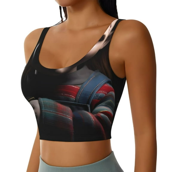 Lsque Chucky Printed Women'S Sports Bra, Compression, Moisture Wicking, High-Impact Sports Bra For Women,Supportive sports bra-Large