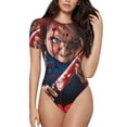 thumbnail image 1 of Lsque Chucky Women's Crew Neck Short Sleeve Bodysuit Basic T Shirts Tops Onesie Adult Cute Pajama-XX-Large, 1 of 8