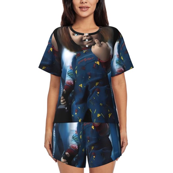 Lsque Chucky Women's Short-Sleeved Pajama Set - 2 Piece Soft and Lightweight Sleepwear Set-4X-Large