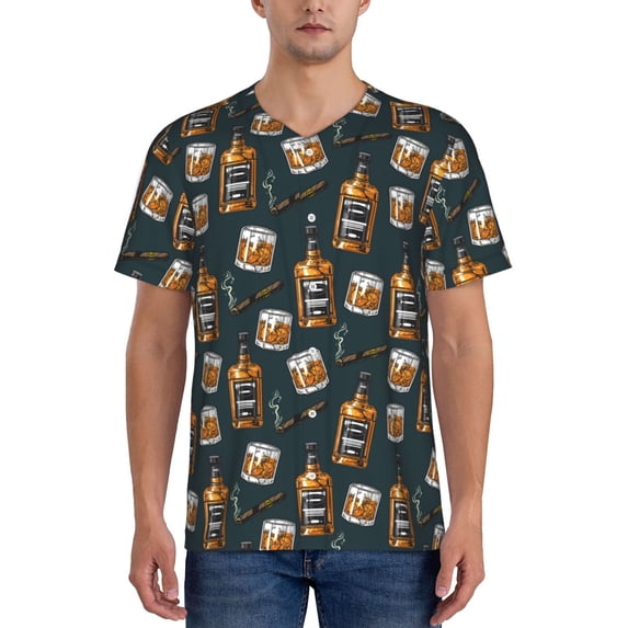 Lsque Cigar Pattern Mens Polo Golf Shirts Funny Graphics Shorts Sleeve Button Shirts Baseball T-shirt-3X-Large