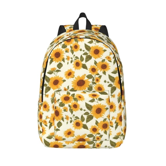 Lsque Classical Cute Sunflower Pattern Canvas Daypack, Durable Backpack, High-quality Versatile Backpack,Vintage Compact Backpack-Medium