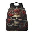 thumbnail image 1 of Lsque Classical Rose Crown Skull Pattern Backpack – School Travel Canvas Daypack with Ergonomic Padded Straps, Multiple Compartments & Leather Handle, 1 of 5