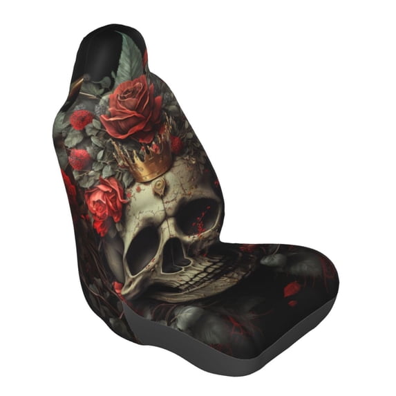 Lsque Classical Rose Crown Skull Pattern Car Seat Covers for Front Seats , Waterproof Seat Covers for Cars, Sporty Front Seat Covers,Car Seat Cover Protector Front Seats