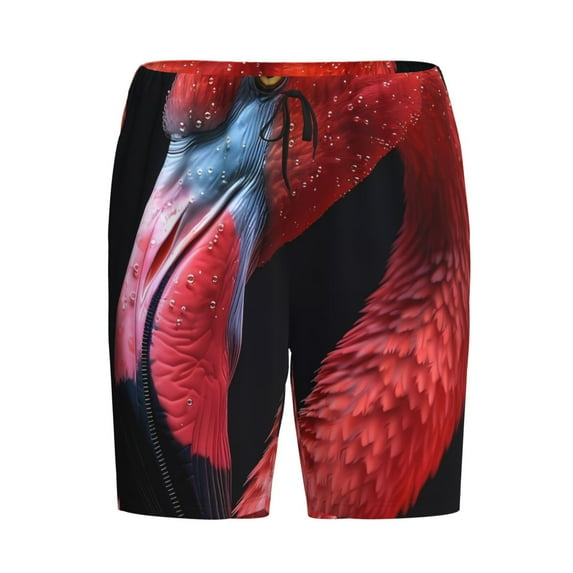 Lsque Closeup Red Flamingo Portrait Mens Sleep Pajama Shorts,Short Pajama Pants, Cotton Ultra-Soft Knit-XX-Large