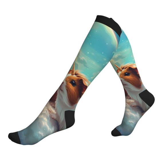 Lsque Cloud Guinea Pig Pattern Sport Compression Socks for Men & Women 15-20 mmHg Knee High Nurse Pregnant Running Medical and Travel Athletic