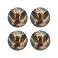 thumbnail image 1 of Lsque Cloud Rainbow Winged Dog Pattern 4" Drink Coasters Set of 4, PVC Leather Absorbent Coasters, Table Coaster Set Decorative Coffee Cup Coasters Housewarming Gift -Round Shape, 1 of 6