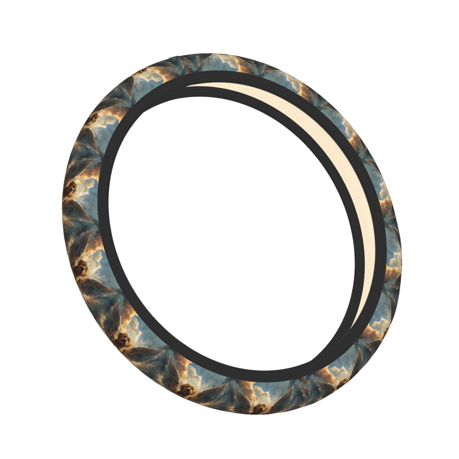 Lsque Cloud Rainbow Winged Dog Ultra Soft Car Steering Wheel Cover for Women, Standard 15 inch