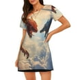 thumbnail image 1 of Lsque Cloud Red And Blue Dragon Pattern Nightgowns for Women Sleep Shirts Short Sleeve Nightshirt Pullover Nightdress Soft Sleepwear Relaxed Fit Nightdress, 1 of 6