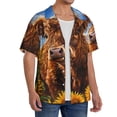thumbnail image 1 of Lsque Cloud Sky Sunflower Cow print Men's Cuban Collar Short Sleeve Shirt Summer Beachwear Casual Button Down Fashionable Vacation Leisure Shirt-Medium, 1 of 7