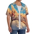 thumbnail image 1 of Lsque Cloud Sleeping Cat print Men's Cuban Collar Short Sleeve Shirt Summer Beachwear Casual Button Down Fashionable Vacation Leisure Shirt-4X-Large, 1 of 7