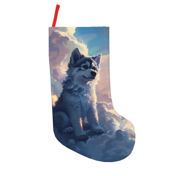 Lsque Cloud Wolf Pattern 18 Inch Christmas Stockings, Festive Holiday Stocking for Christmas Decorations Holiday Decor