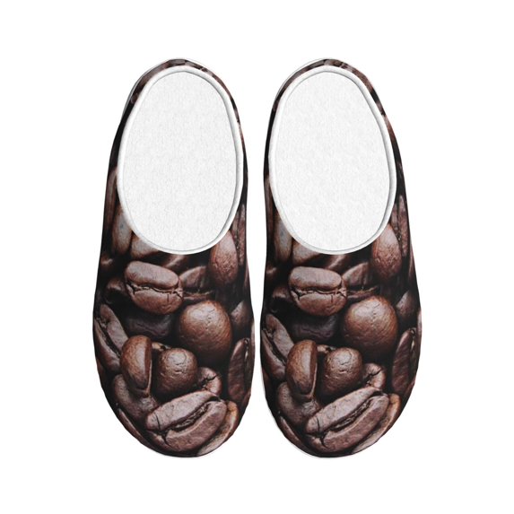 Lsque Coffee Bean Pattern Womens Comfort Cotton on Scuff With Memory Foam and Anti-skid Sole Slipper-37/38