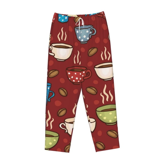 Lsque Coffee Cups Print Women's Pajama Pants, Lounge Pant - Comfortable Home Wear,Elastic Waistband, Stylish Design-XX-Large