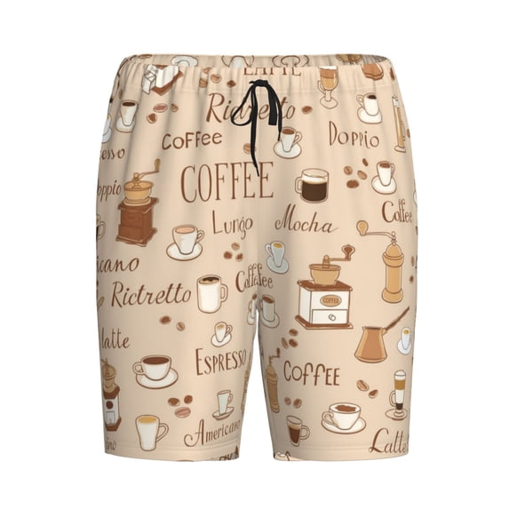 Lsque Coffee Time Mens Sleep Pajama Shorts,Short Pajama Pants, Cotton Ultra-Soft Knit-X-Large