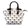thumbnail image 1 of Lsque Coffee To Go Pattern Pattern Leather Rivet Shoulder Bag – Elegant Genuine Leather & Microfiber PU Crossbody with Detachable Adjustable Strap, 1 of 5