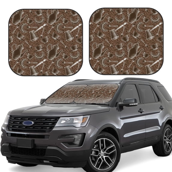 Lsque Coffee pots 2 PCS Windshield Sun Shade | CarFoldable Window Covers | Car Accessories Reflect UV for Universal Cars SUV Truck | Medium