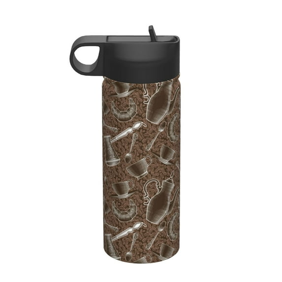 Lsque Coffee pots Pattern 18oz Sports Insulated Kettle With Straw Insulated Water Bottle Insulated Tumbler For Men Womans Sports Insulated Kettle
