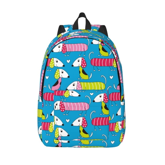 Lsque Color Dachshund Dog Pattern Canvas Daypack, Durable Backpack, High-quality Versatile Backpack,Vintage Compact Backpack-Small