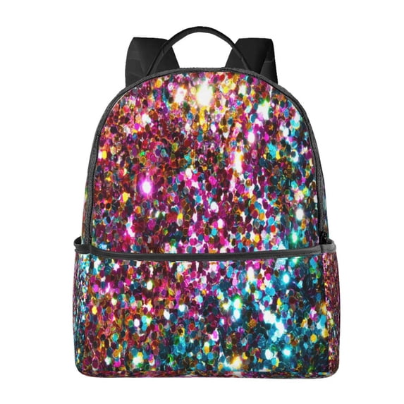 Lsque Color Shiny Pattern Backpack – School Travel Canvas Daypack with Ergonomic Padded Straps, Multiple Compartments & Leather Handle