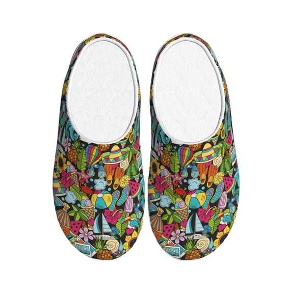 Lsque Color Summer Pattern Womens Comfort Cotton on Scuff With Memory Foam and Anti-skid Sole Slipper-35/36
