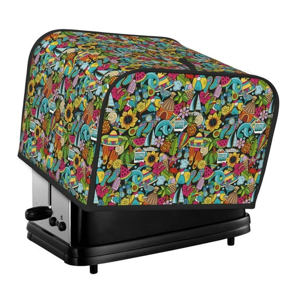 Lsque Color Summer Print 4 Slice Toaster Cover , Kitchen Appliance Dustproof Protector , Toaster Protector Dustproof Kitchen Appliance Cover