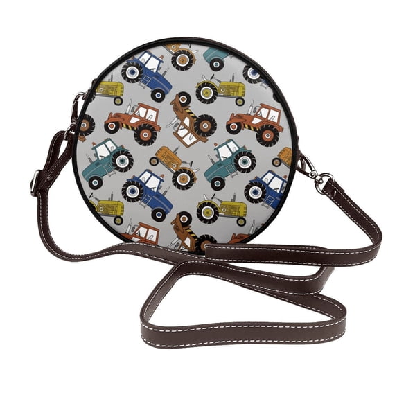 Lsque Color Tractor Pattern Shoulder Bag – Microfiber Leather Crossbody with Detachable Strap & Handle Ring, Waterproof & Durable, Elegant Everyday Carry