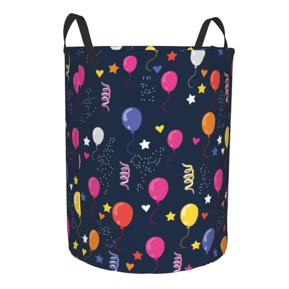 Lsque Colored Balloons pattern Laundry Hamper Basket, Tall Woven Rope Hamper Basket for Clothes, Lightweight Storage Basket, Collapsible Waterproof-Small