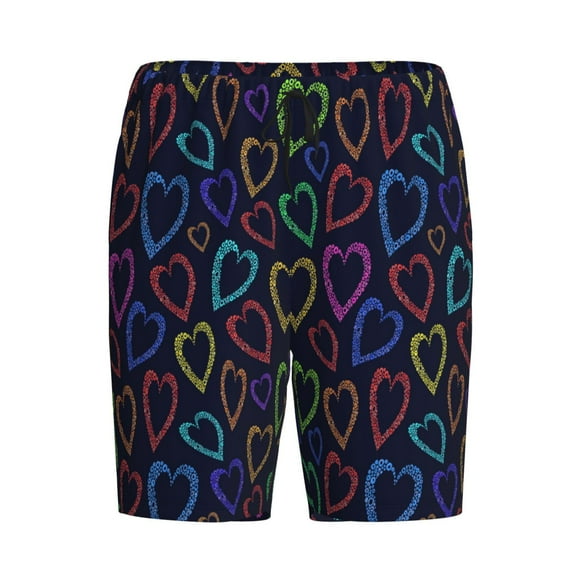 Lsque Colored Hearts Mens Sleep Pajama Shorts,Short Pajama Pants, Cotton Ultra-Soft Knit-Large