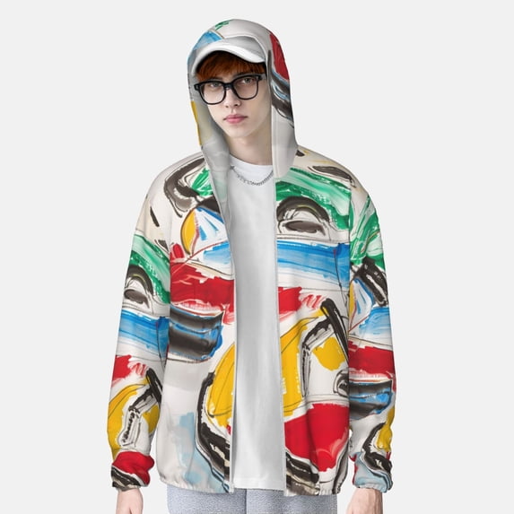 Lsque Colorful Abstract Bumper Cars UPF 50+ Lightweight Sun Protection Men's Women's Long Sleeve Shirt, Hoodie Performance -3X-Large