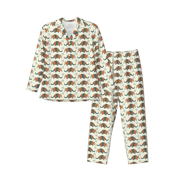 Lsque Colorful Armadillos Pattern Long Sleeve Pajama Set for Men - Soft 2-Piece Sleepwear and Loungewear Set with Pockets, Comfy Nightwear-X-Large