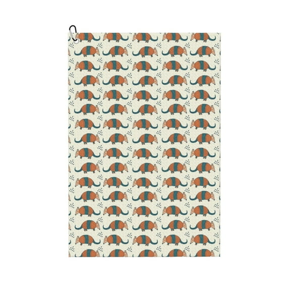 Lsque Colorful Armadillos Premium Golf Towel - Ultra Absorbent and Quick Drying Microfiber Towel with Carabiner - Gift for Men -24" X 16"
