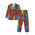 thumbnail image 1 of Lsque Colorful Arrow Graffiti Pattern Pattern Long Sleeve Pajama Set for Men - Soft 2-Piece Sleepwear and Loungewear Set with Pockets, Comfy Nightwear-Small, 1 of 7