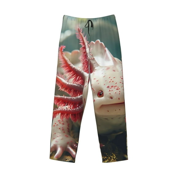 Lsque Colorful Axolotl Underwater Print Men's Pajama Pants, Lounge Pant - Comfortable Home Wear,Elastic Waistband, Stylish Design-Small