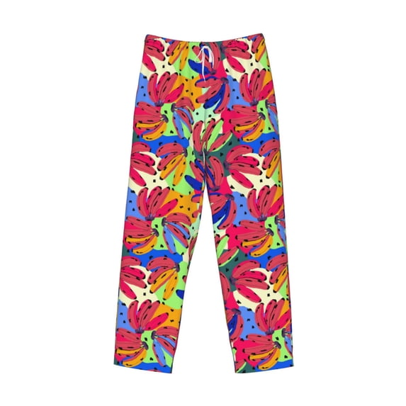 Lsque Colorful Bananas Print Men's Pajama Pants, Lounge Pant - Comfortable Home Wear,Elastic Waistband, Stylish Design-Small