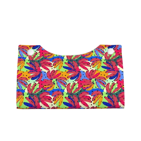 Lsque Colorful Bananas Printed Long Tissue Box Cover Holder, Facial Paper Organizer Dispenser,Triangle with Bottom Belt, PVC Leather Decorative Organizer