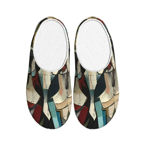 Lsque Colorful Bulldog Duo Pattern Womens Comfort Cotton on Scuff With Memory Foam and Anti-skid Sole Slipper-35/36