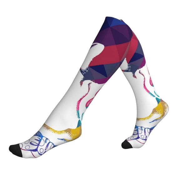 Lsque Colorful Bulldog Pattern Sport Compression Socks for Men & Women 15-20 mmHg Knee High Nurse Pregnant Running Medical and Travel Athletic