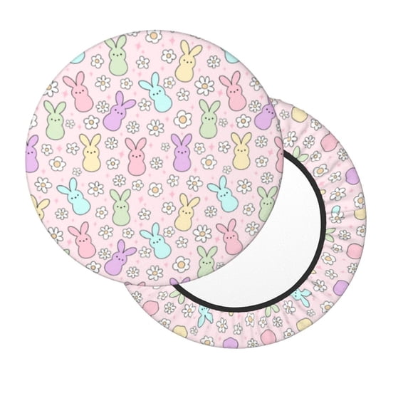 Lsque Colorful Bunny Round Bar chair cushion covers Velvet Fabric Premium Comfort Protects from Scratches and Stains for 14-17 Inch Chair- 12 inch